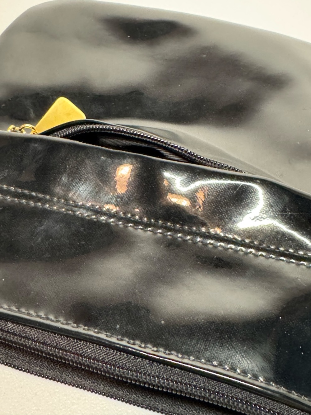 Bechamel Black Patent Leather Crossbody Bag Minimalist Glossy Shoulder Purse - Picture 4 of 11